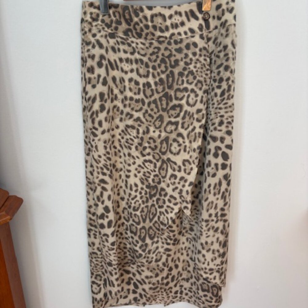 Tribal Leopard Print Midi Skirt